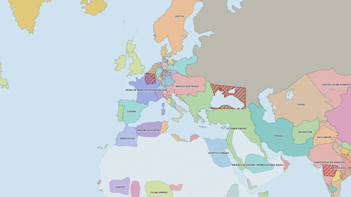 Mapa del mundo en 1815